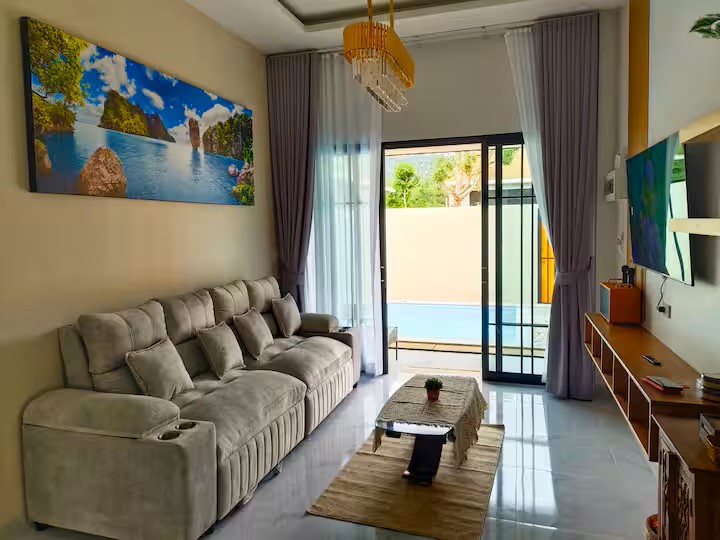 living room of chalalai villa in krabi